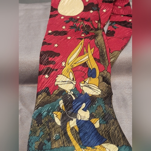 Looney Tunes Bugs Bunny and Female Bunny Romantic MAN ROAD Hand Made Tie - Picture 2 of 10